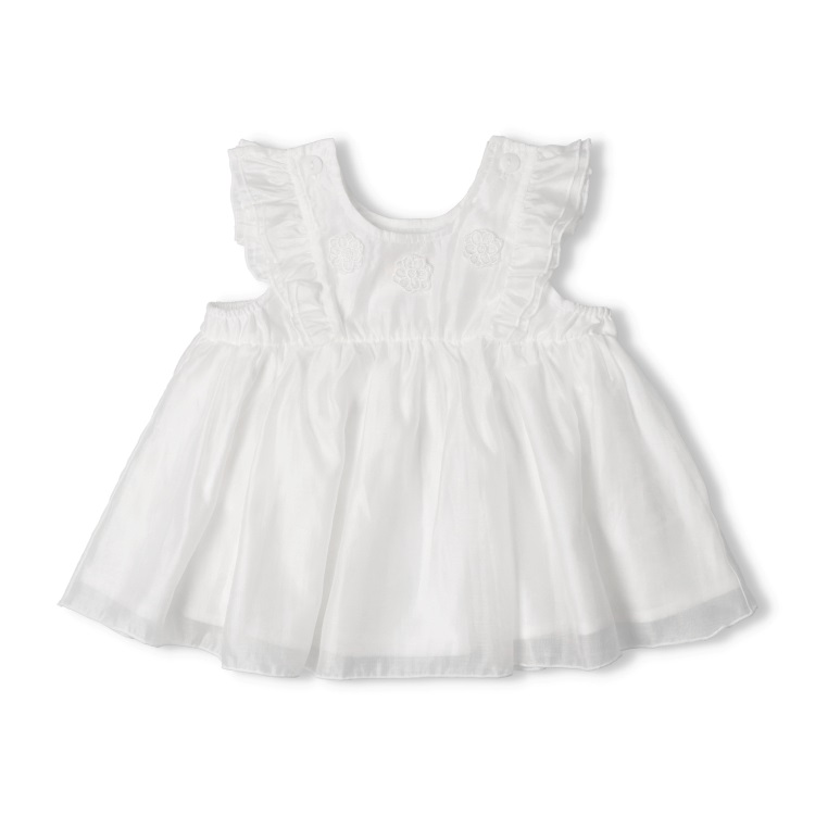 お花モチーフ付無地チュニック(オフホワイト-90cm)