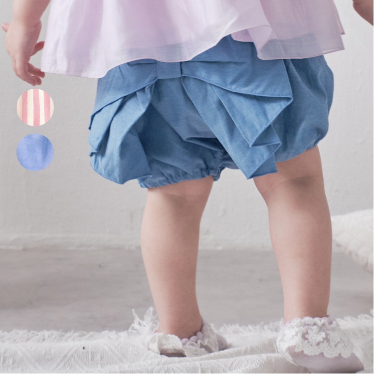 バックリボン3分丈ショートパンツ