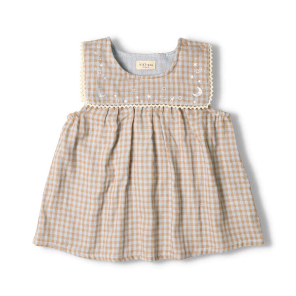 Wガーゼチェック柄チュニック ベビートップス｜子供服・ベビー服の