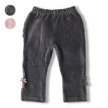 ベロアコール後フリル長パンツ