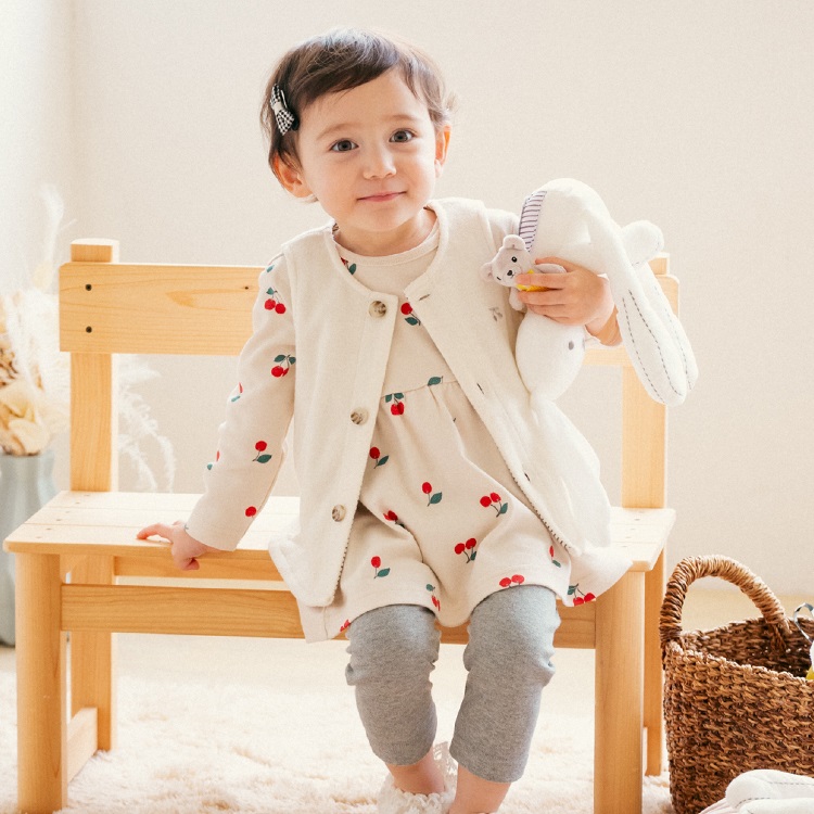 さくらんぼ柄長袖Tシャツ・パンツセット ベビートップス｜子供服