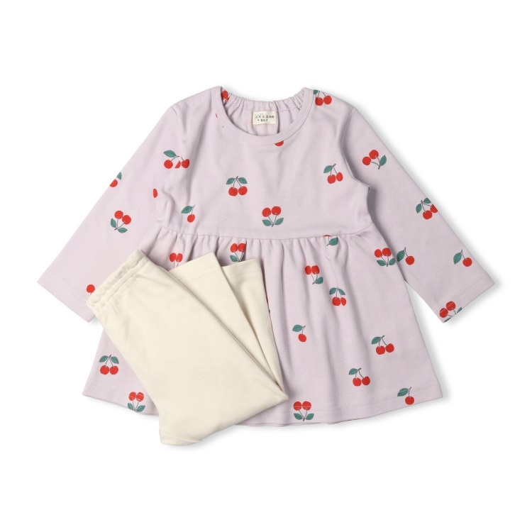 さくらんぼ柄長袖Tシャツ・パンツセット ベビートップス｜子供服