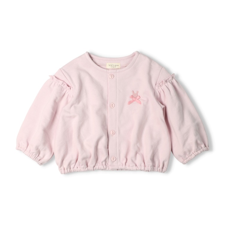 うさぎ刺繍りぼん付き裏毛カーディガン ベビートップス｜子供服