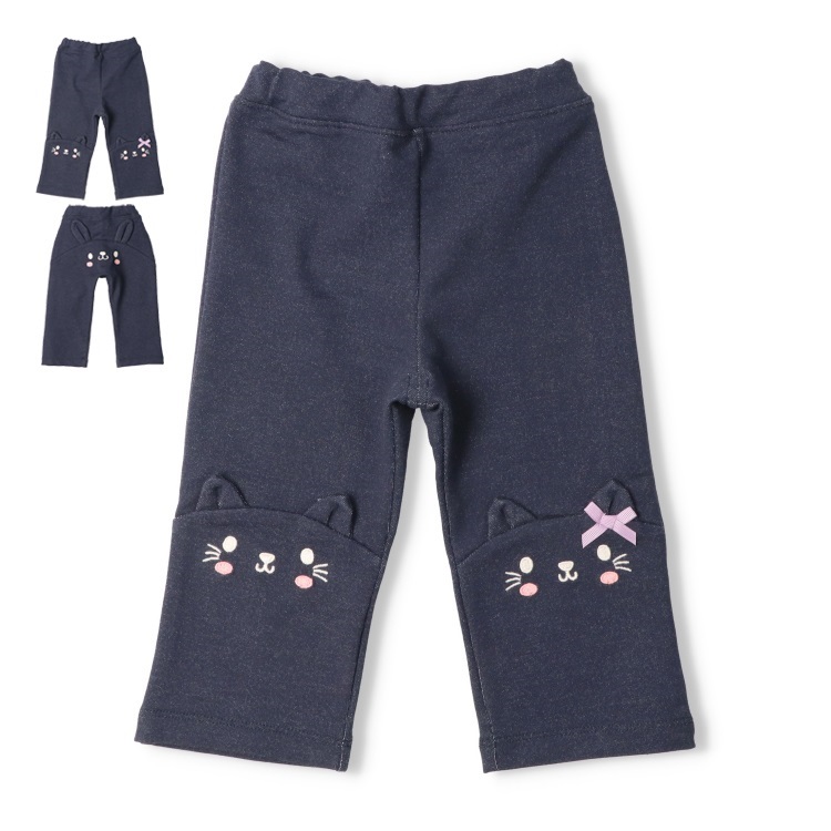 ねこ・うさぎデニムニットロングパンツ