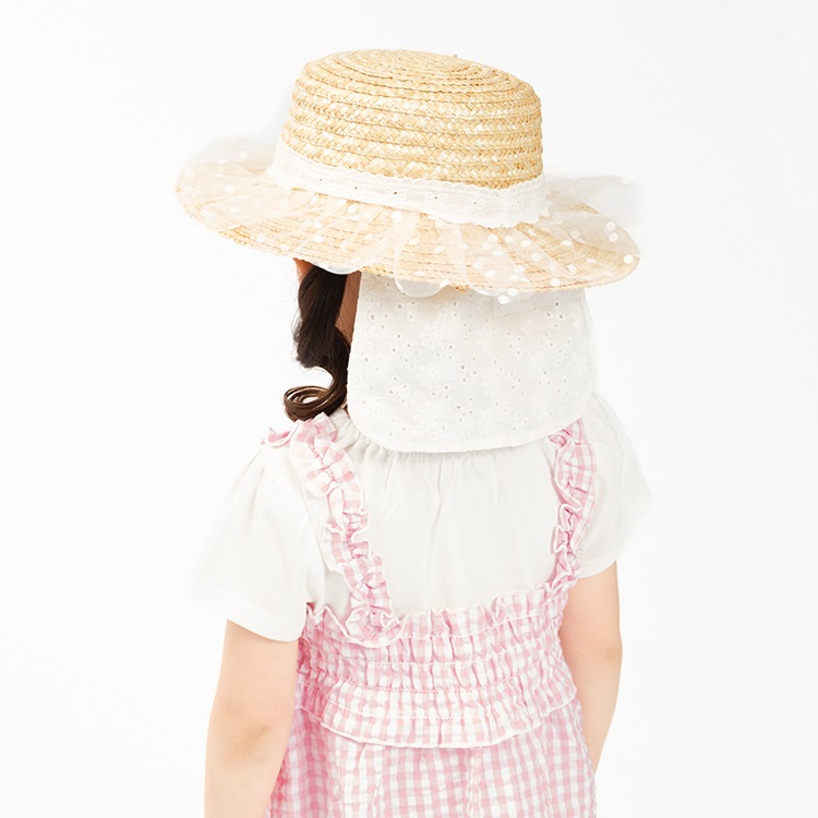 WEB限定】レース・チュール付麦わら帽子ハット 帽子｜子供服・ベビー服