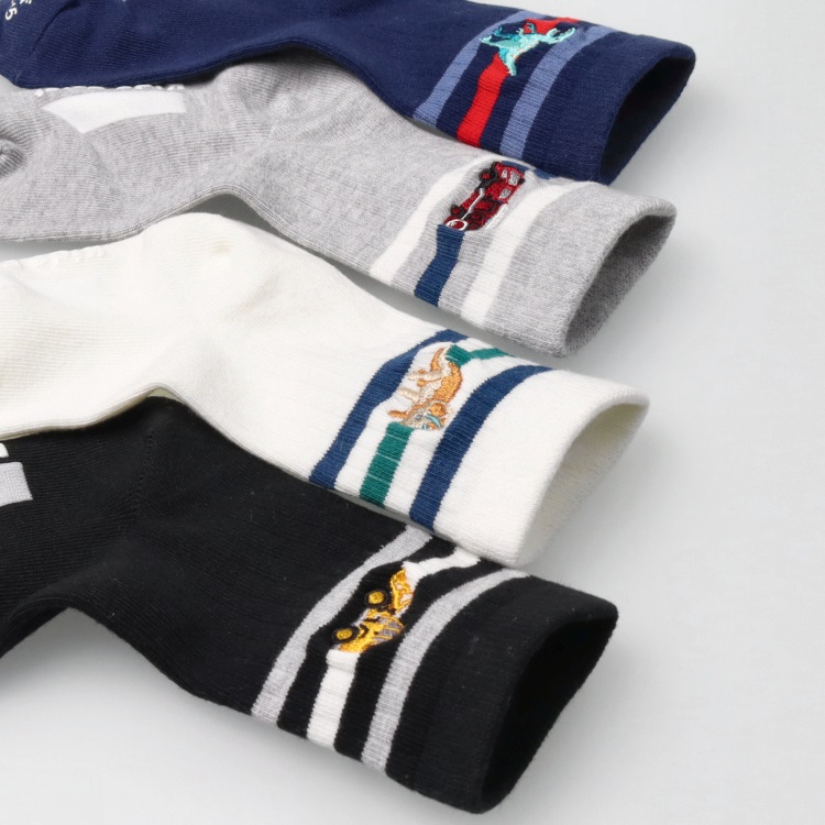 働く車・恐竜刺繍クルーソックス・靴下 ソックス｜子供服・ベビー服の