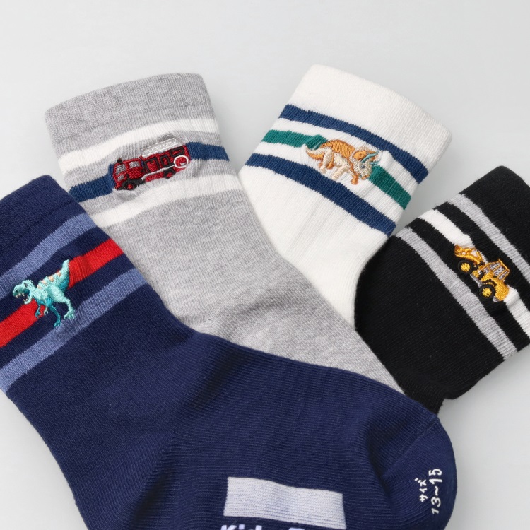 働く車・恐竜刺繍クルーソックス・靴下 ソックス｜子供服・ベビー服の