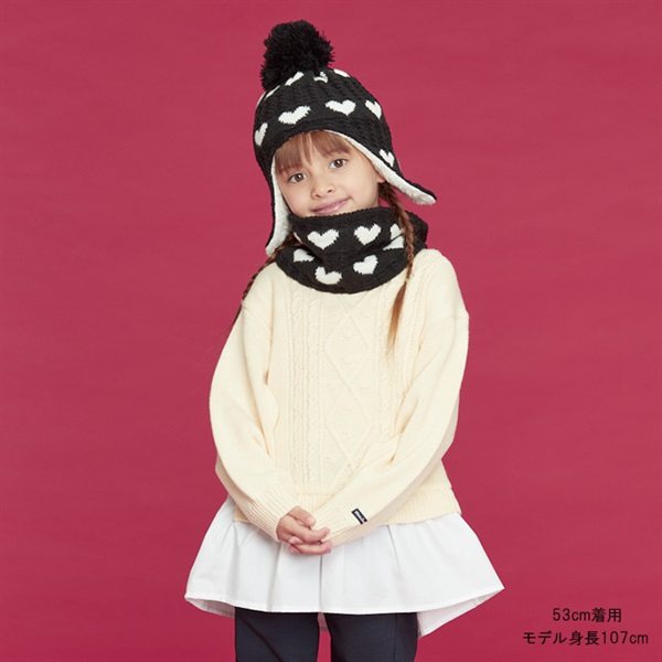 ハート柄耳付アクリルニット帽・帽子 帽子｜子供服・ベビー服の通販は