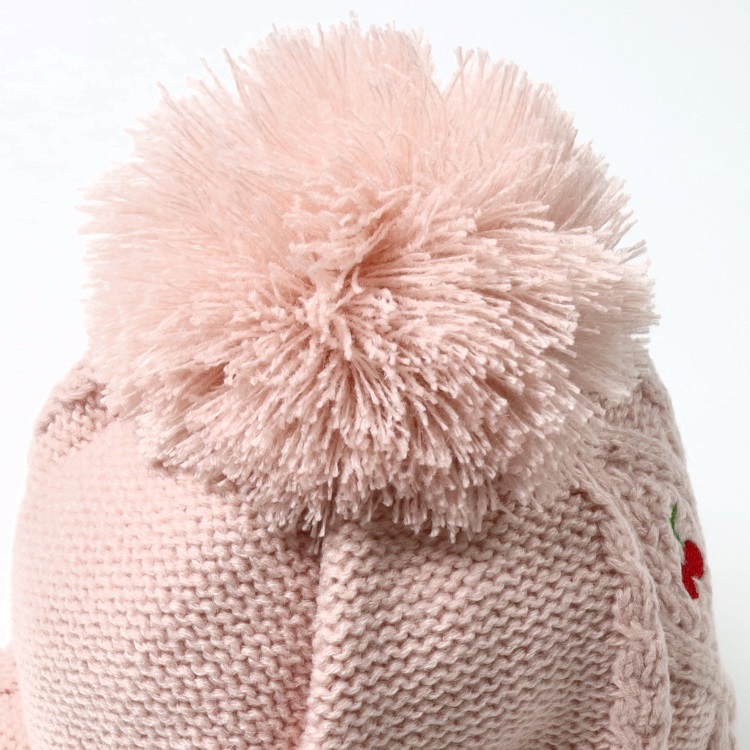 さくらんぼ刺繍耳付アクリルニット帽 帽子｜子供服・ベビー服の通販は