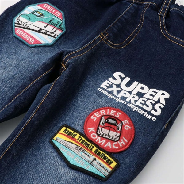 WEB限定】新幹線電車ワッペンデニムパンツ ロングパンツ｜子供服