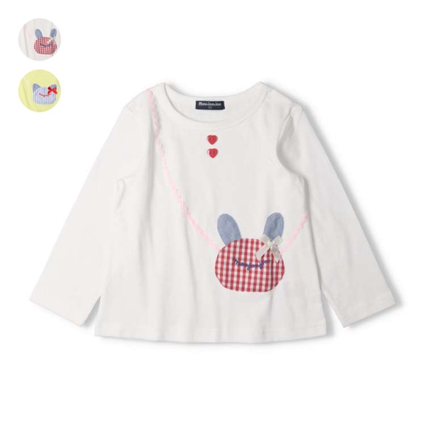 うさぎ・ねこポシェットアップリケ長袖Tシャツ 長袖Tシャツ｜子供服