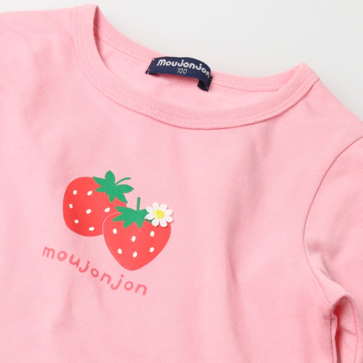 いちごプリント裾スカラップ長袖Tシャツ 長袖Tシャツ｜子供服