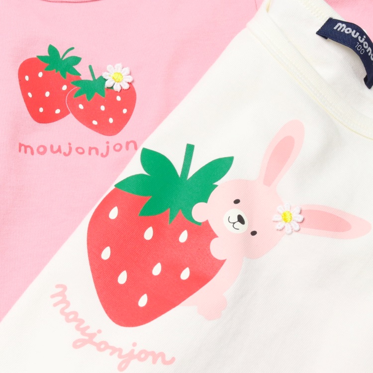 いちごプリント裾スカラップ長袖Tシャツ 長袖Tシャツ｜子供服