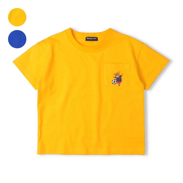サッカーくま刺繍プリント入り半袖Tシャツ 半袖Tシャツ｜子供服
