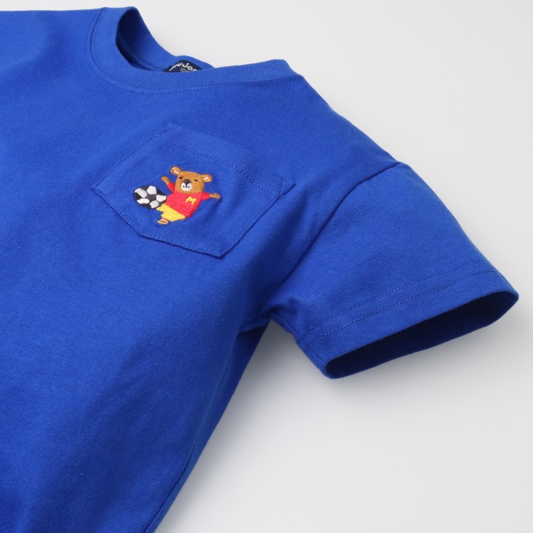 サッカーくま刺繍プリント入り半袖Tシャツ 半袖Tシャツ｜子供服