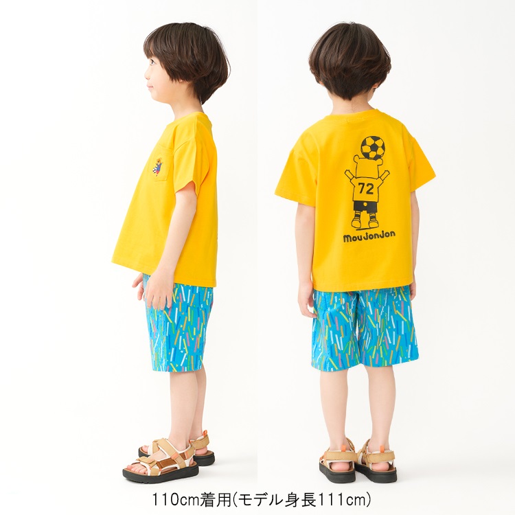 サッカーくま刺繍プリント入り半袖Tシャツ 半袖Tシャツ｜子供服