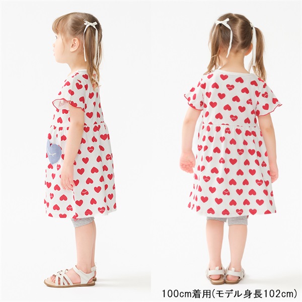 ハート総柄半袖ワンピース ワンピース｜子供服・ベビー服の通販は
