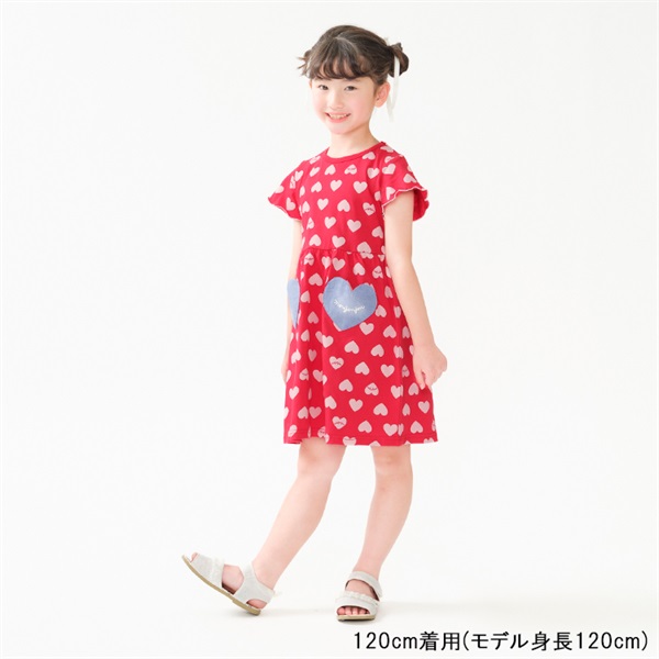 ハート総柄半袖ワンピース ワンピース｜子供服・ベビー服の通販は