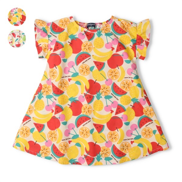 フルーツ総柄フリル袖ワンピース ワンピース｜子供服・ベビー服の通販