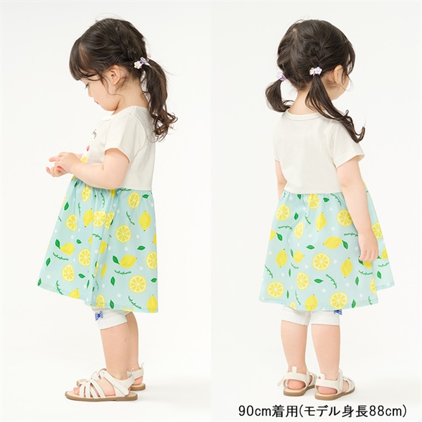 メゾピアノ 130 新品 シェル柄 切替 カットワンピース 半袖 夏