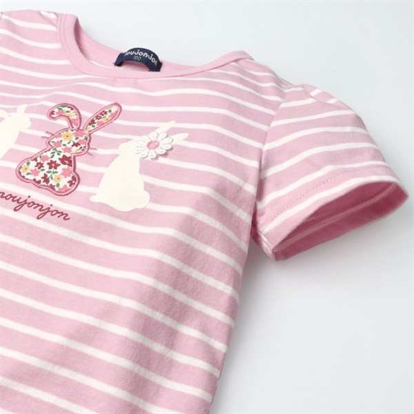 お花・うさぎアップリケ半袖Tシャツ 半袖Tシャツ｜子供服・ベビー服の