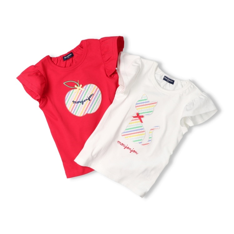 りんご*size130 ねこ・りんごアップリケ半袖Tシャツ 半袖Tシャツ｜子供服