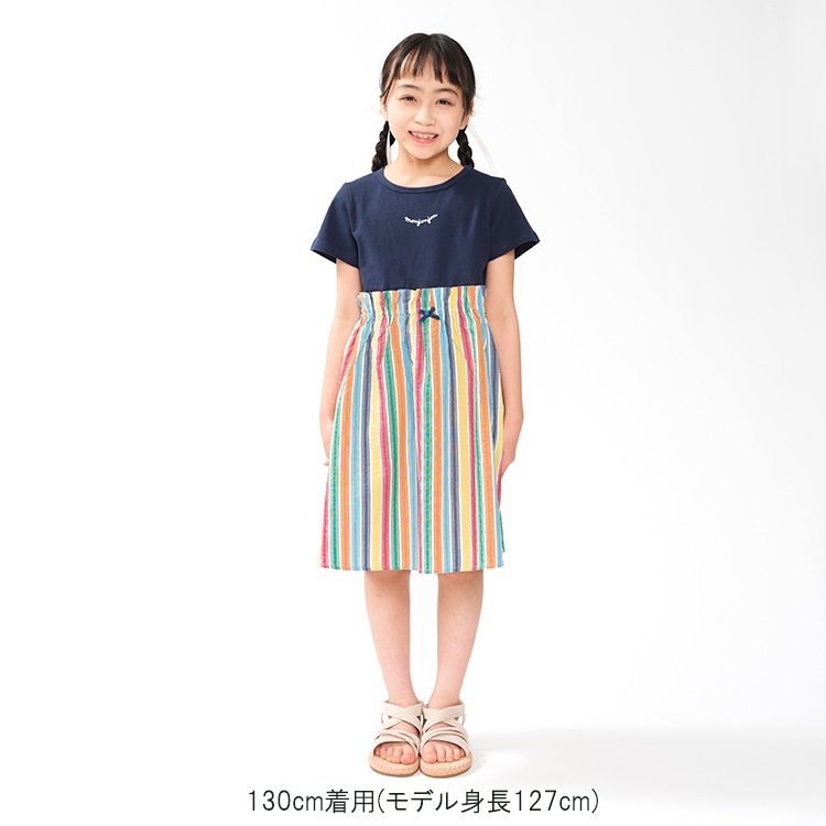 ストライプ切替半袖ワンピース ワンピース｜子供服・ベビー服の通販は