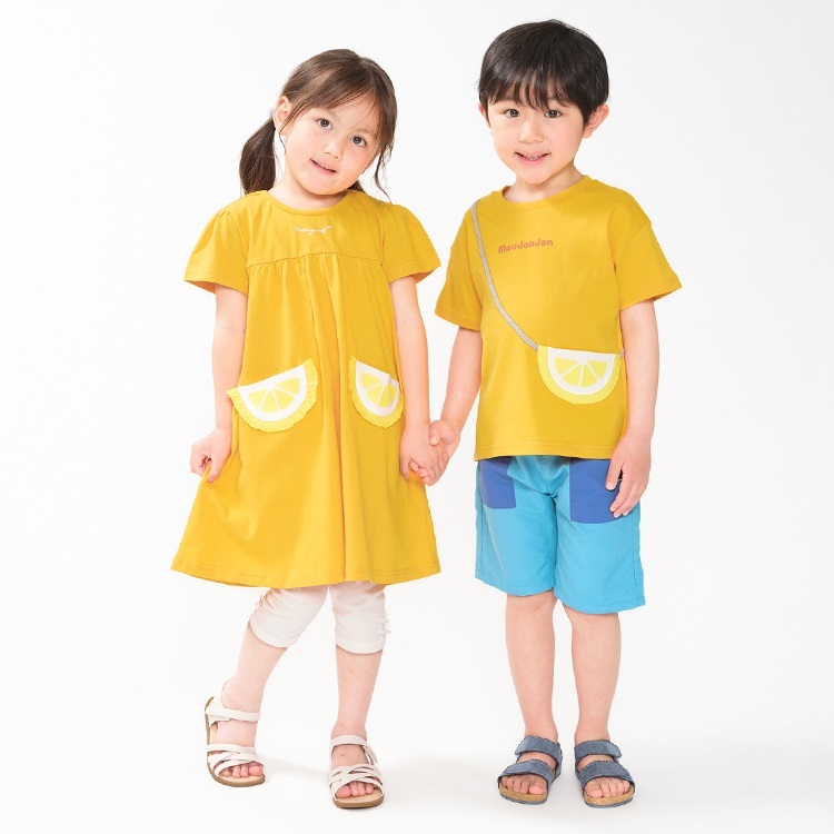レモン・スイカフルーツポケット半袖ワンピース ワンピース｜子供服