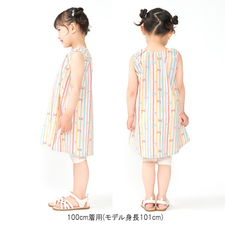 接触冷感】リボン・夏柄ノースリーブワンピース ワンピース｜子供服