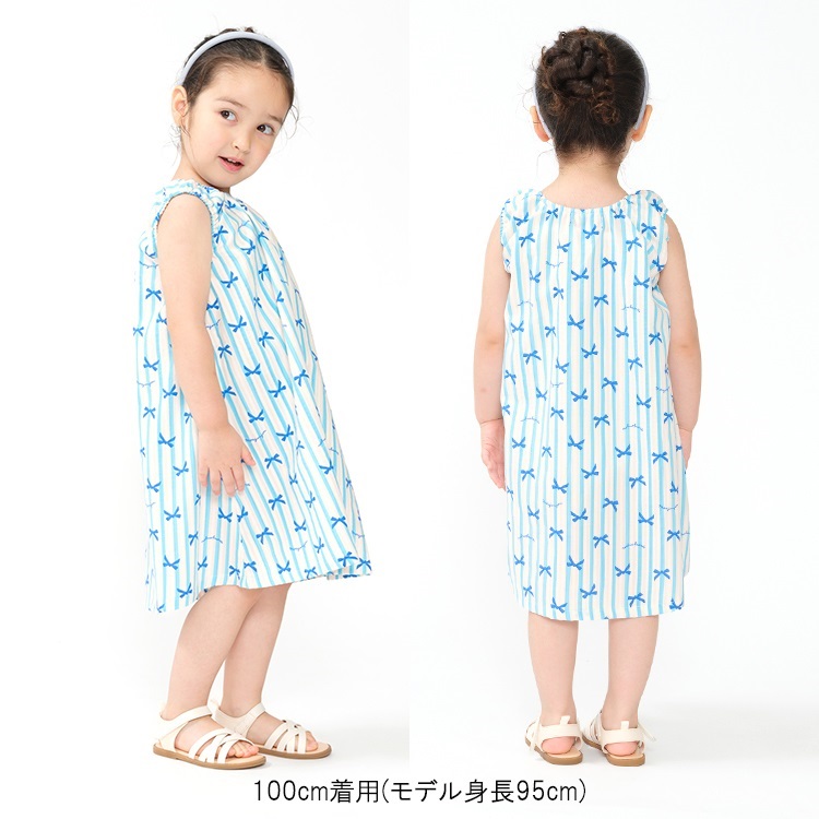 接触冷感】リボン・夏柄ノースリーブワンピース ワンピース｜子供服