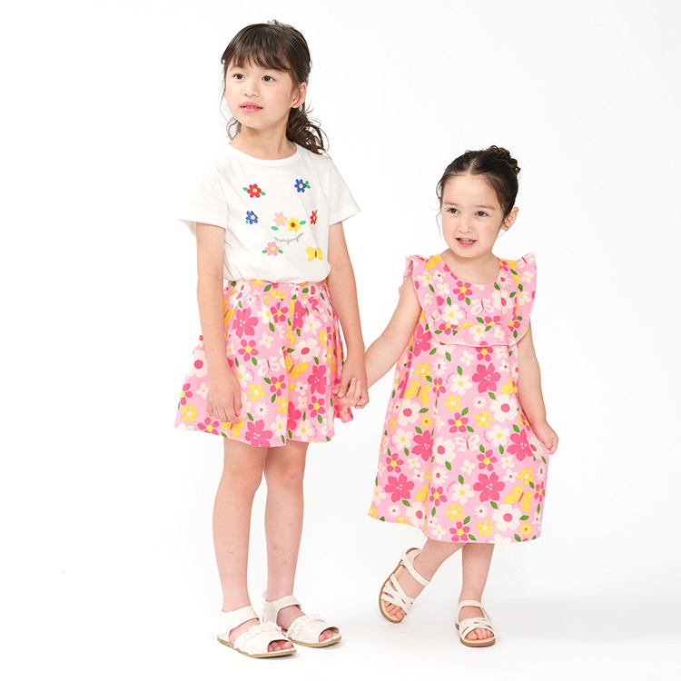 子供お花 SR お花柄サッカーキュロットパンツ ハーフ・ショートパンツ｜子供服