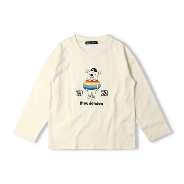 くま・レインボー刺繍長袖Tシャツ・ロンT 長袖Tシャツ｜子供服