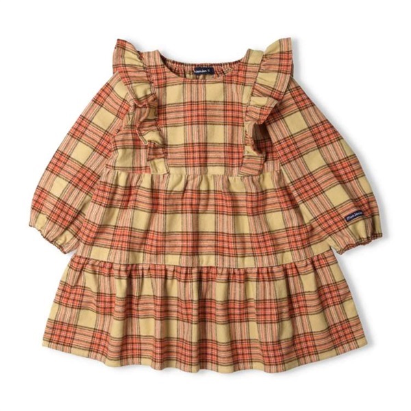 タータンチェックティアードシャツワンピース ワンピース｜子供服