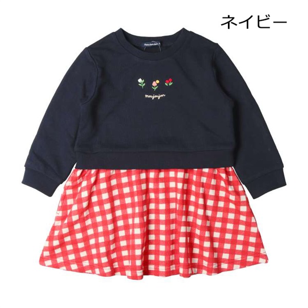 お花刺繍切替裏毛ワンピース ワンピース｜子供服・ベビー服の
