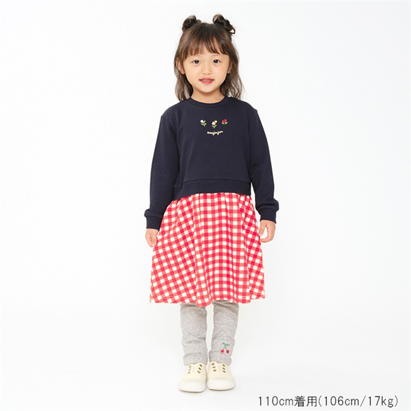 お花刺繍切替裏毛ワンピース ワンピース｜子供服・ベビー服の