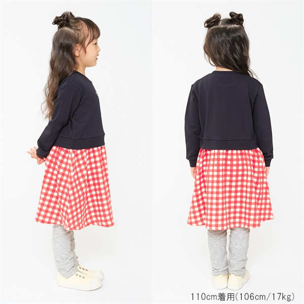 お花刺繍切替裏毛ワンピース ワンピース｜子供服・ベビー服の