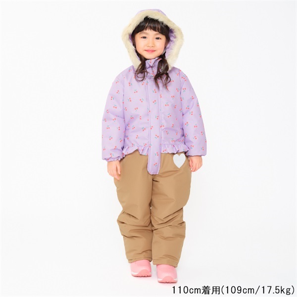 kuling ピンク チェリー柄 スノーウェア 104cm kuling ピンク チェリー