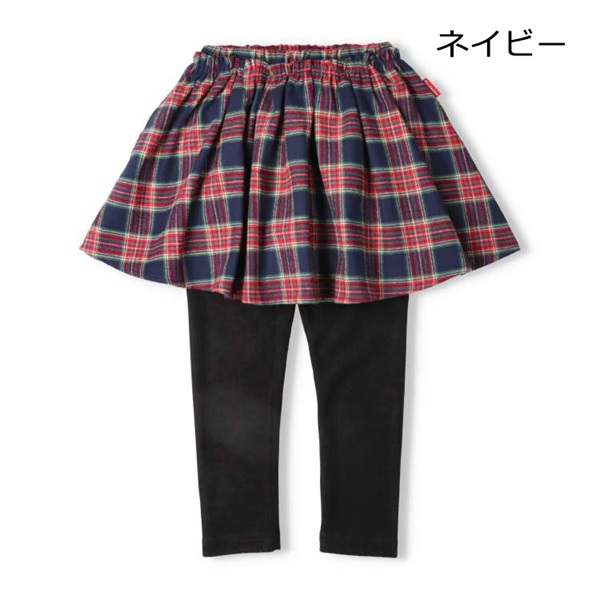 familiar スカート付きレギンス 90サイズ チェック柄 チェック柄スカート付きレギンスパンツ ロングパンツ｜子供服