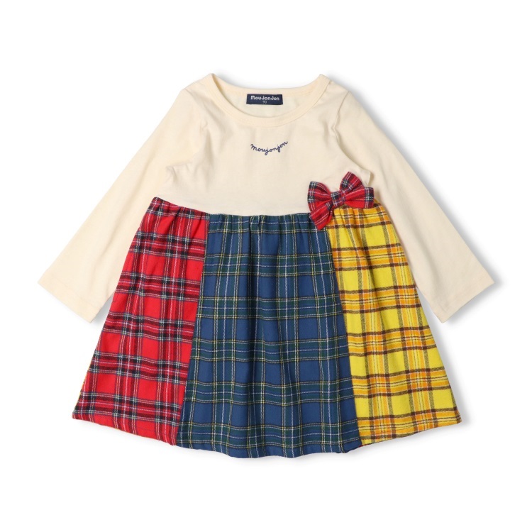 チェック切替長袖ワンピース ワンピース｜子供服・ベビー服の
