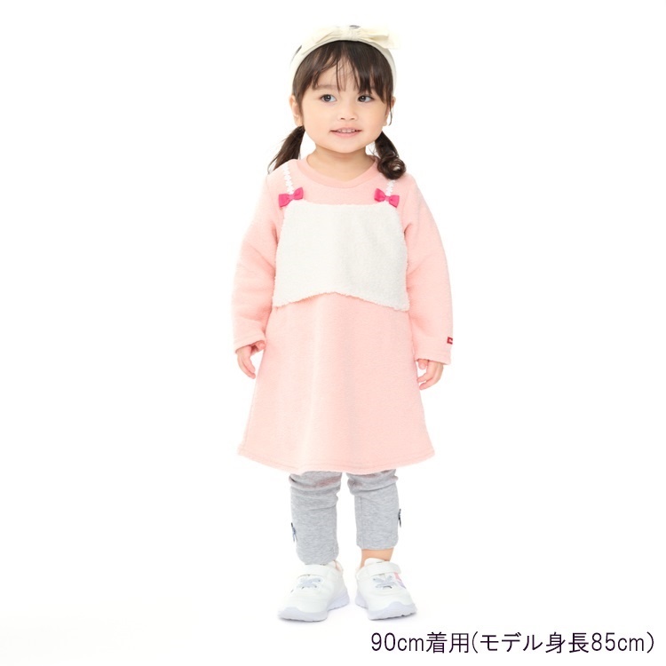 ボアビスチェ風ブークレー裏起毛ワンピース ワンピース｜子供服