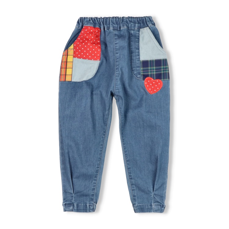 パッチワークポケットデニムパンツ ロングパンツ｜子供服・ベビー服の