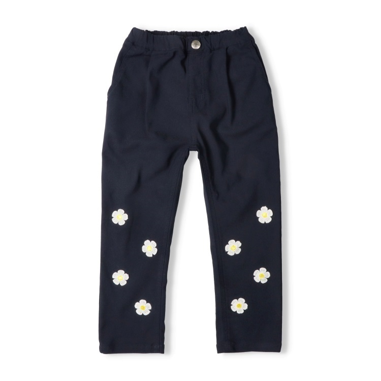 のびふわツイルお花付きロングパンツ ロングパンツ｜子供服・ベビー服