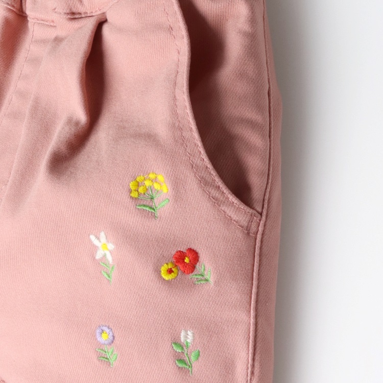お花刺繍裏起毛ツイルロングパンツ ロングパンツ｜子供服・ベビー服の