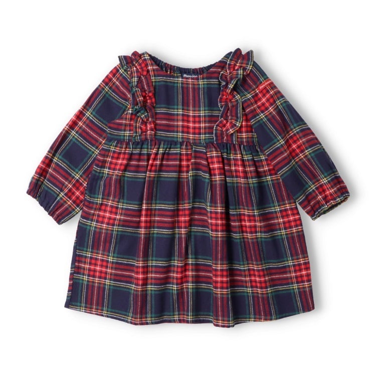 タータンチェック柄ネル長袖ワンピース ワンピース｜子供服・ベビー服