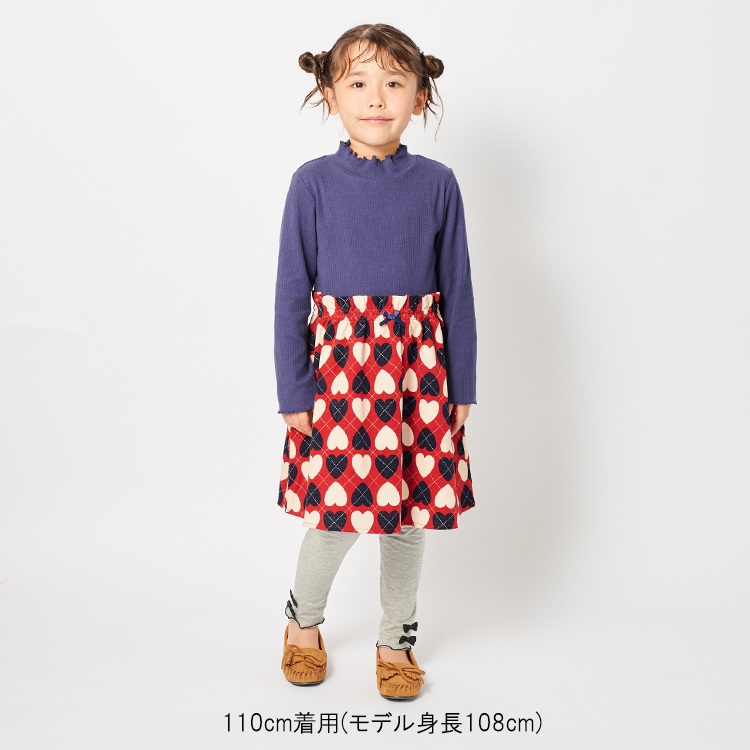 アーガイルハート柄切替長袖ワンピース ワンピース｜子供服・ベビー服