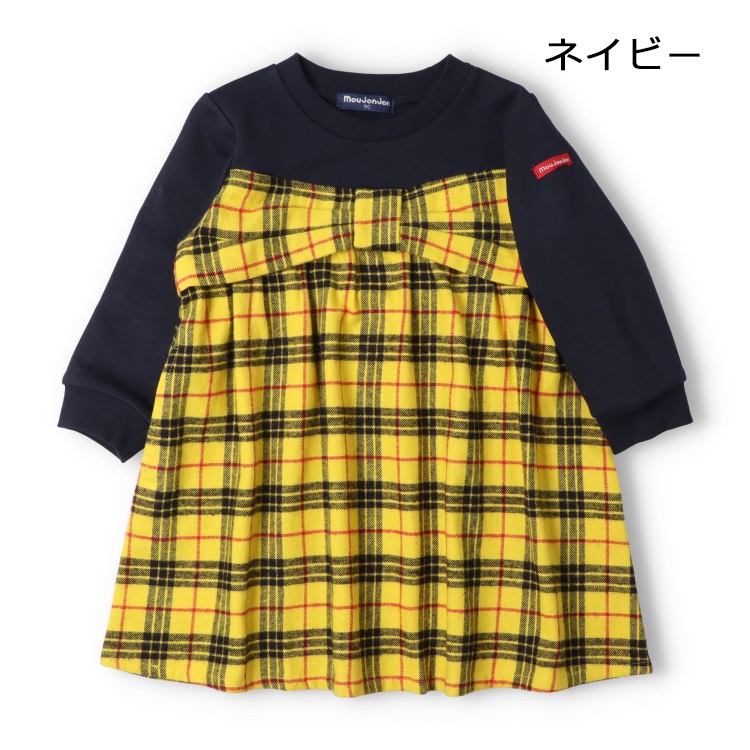 チェック切替裏毛長袖ワンピース ワンピース｜子供服・ベビー服の通販