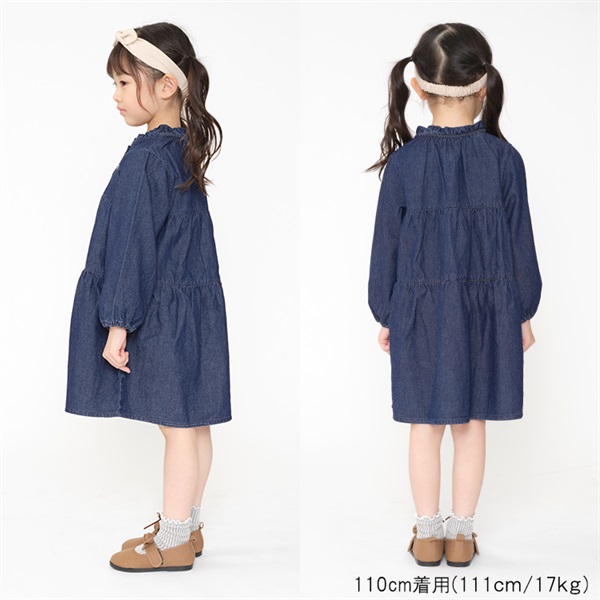 デニムティアード長袖ワンピース ワンピース｜子供服・ベビー服