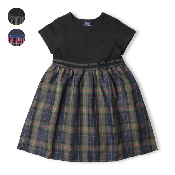 チェック柄スカートドッキングワンピース ワンピース｜子供服