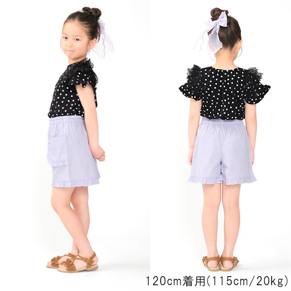 花柄・無地フリル付き3分丈ショートパンツ ハーフ・ショートパンツ