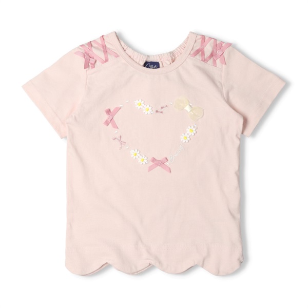 リボン付裾スカラップ半袖Tシャツ 半袖Tシャツ｜子供服・ベビー服の